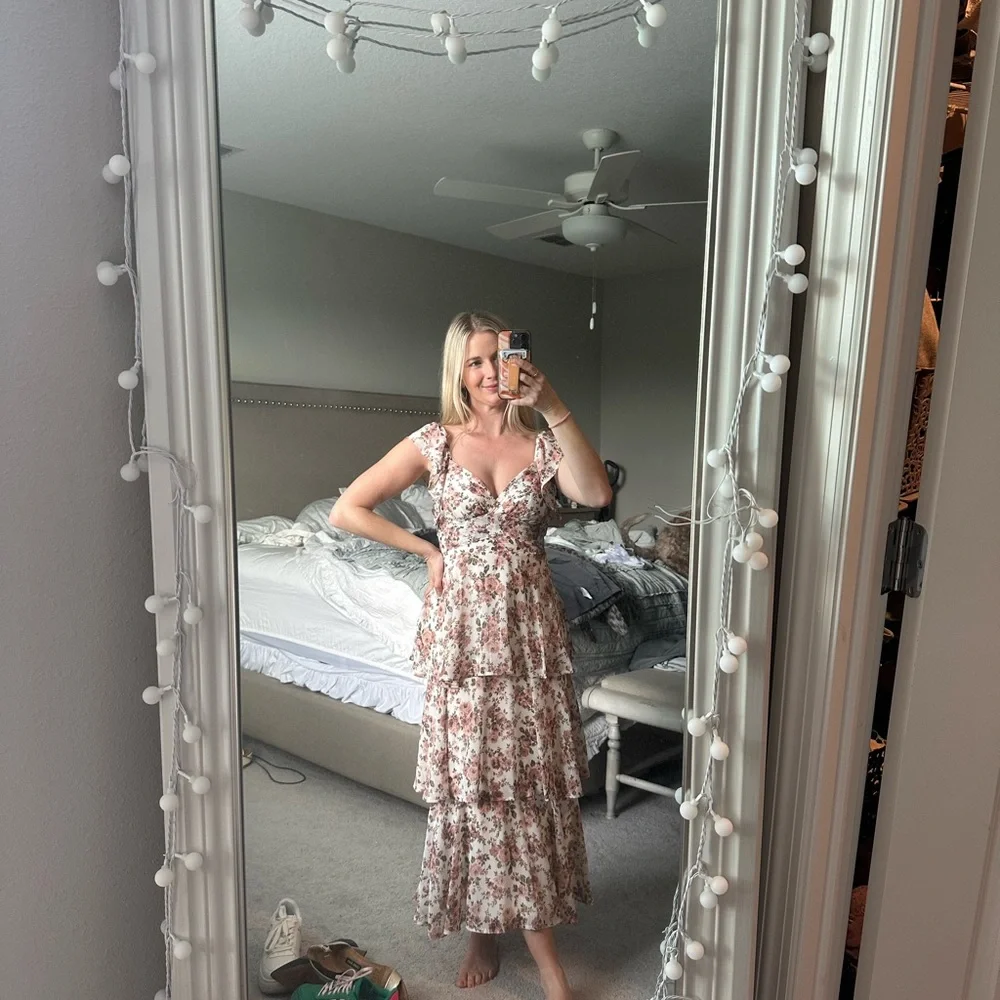 Altar'd State Cream and Pink Floral Maxi Dress - Picture 1 of 1